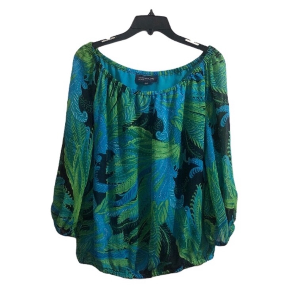 Jones New York Signature Patterned Sheer Shirt PL